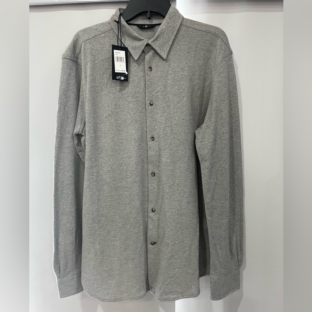 Gray Button-Up Shirt 7 For All Mankind Men's